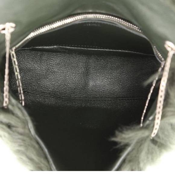Flap Chain Small Green Shearling Wool Shoulder Bag - Picture 6 of 7